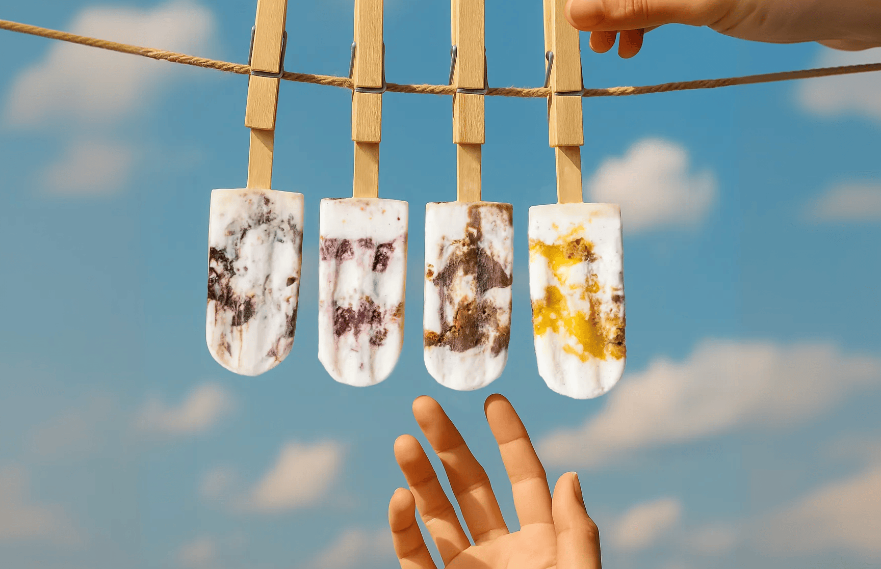Popsicles on clothesline